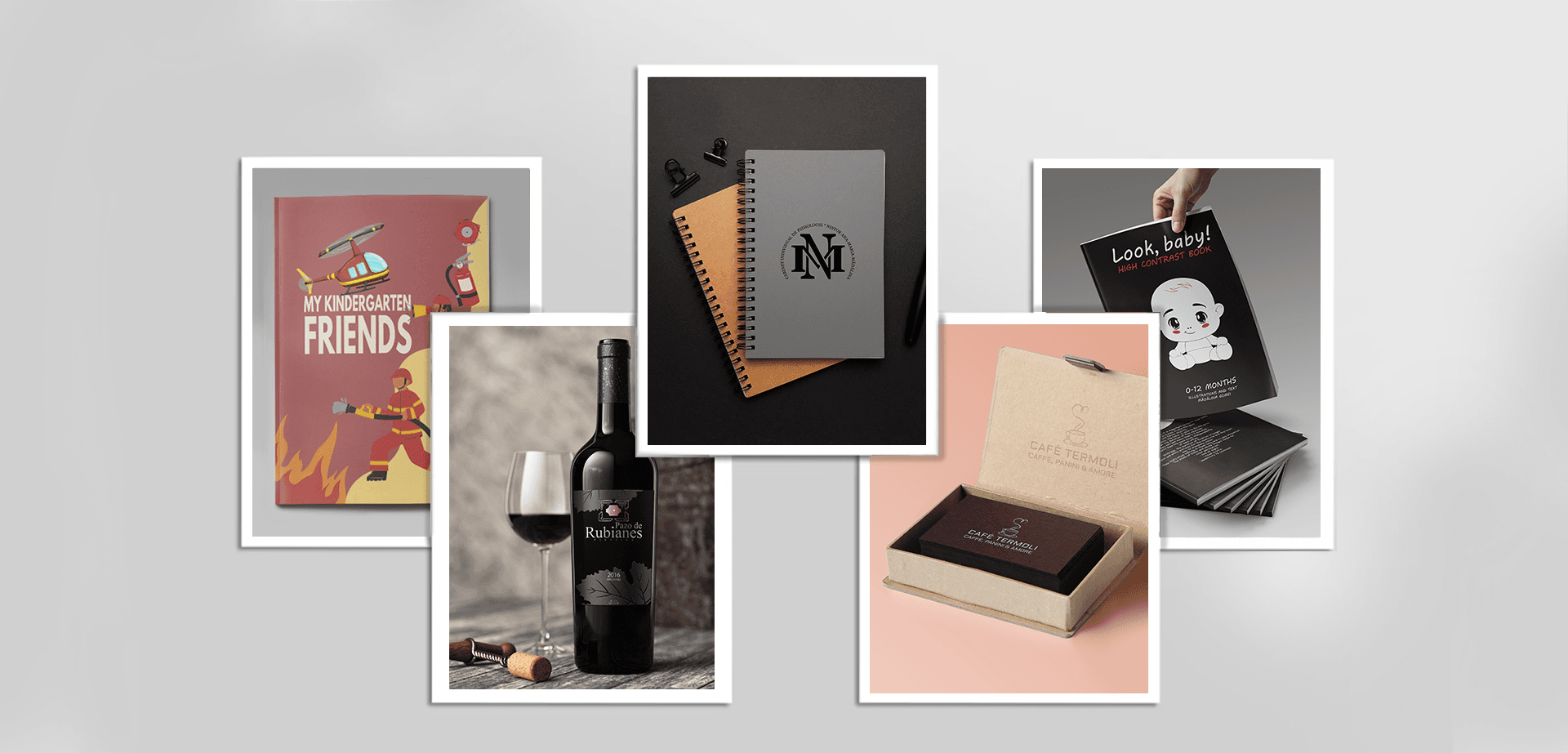 Collage of branding, packaging and illustration work